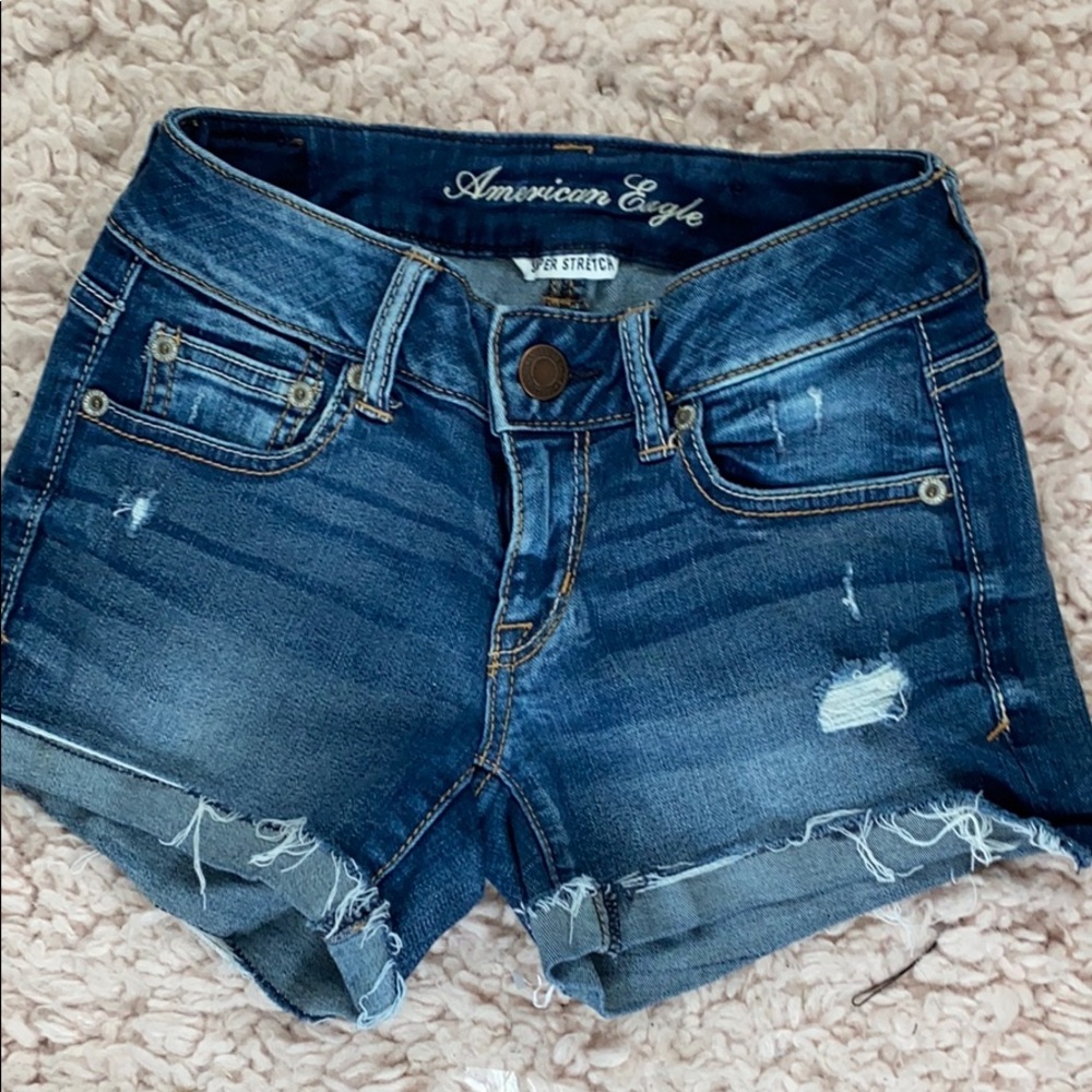 American eagle super stretch distressed shorts